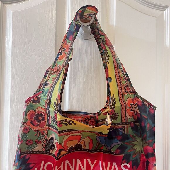 Johnny Was California Floral Reusable Tote Bag Multicolor Lightweight Foldable - Picture 2 of 12